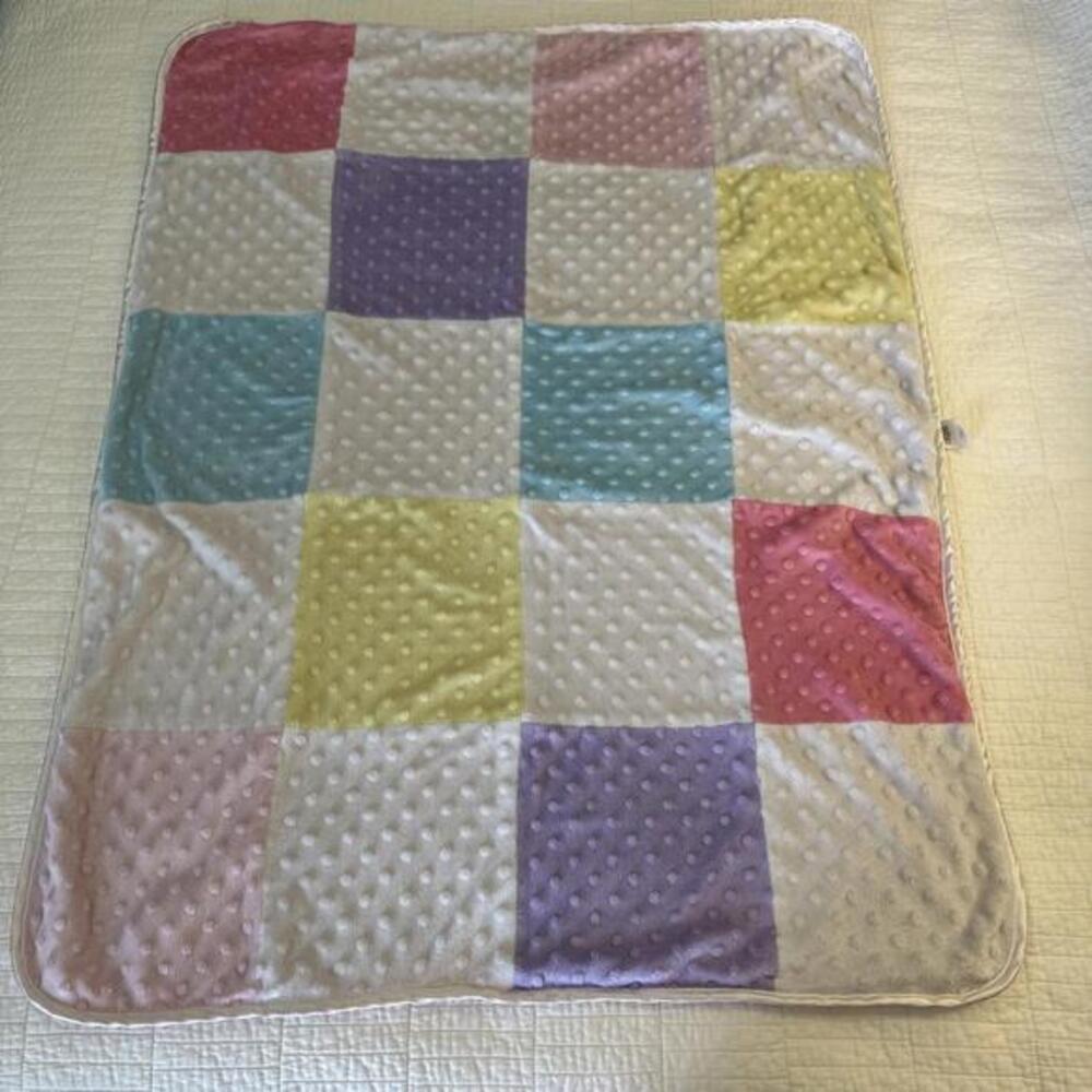Circo Squares Dobby Blanket Patchwork Minky Dot Baby  Pink Sherpa